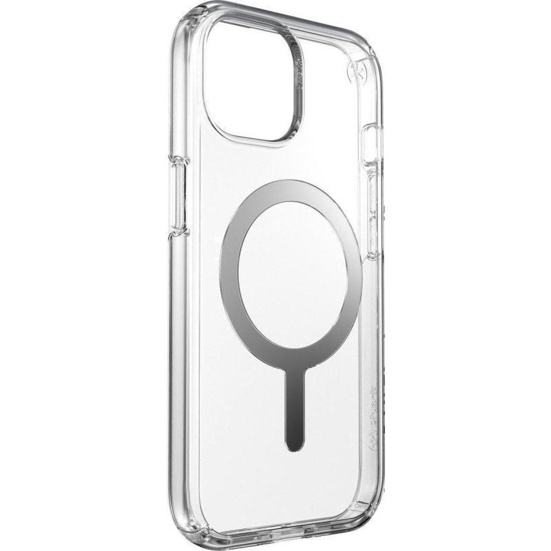 SPECK (150553-3240) IPHONE 15 MAGSAFE CASE, PRESIDIO CLEAR (CLEAR/CLEAR/CHROME FINISH/SERENE SILVER)