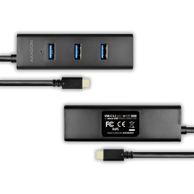 AXAGON HUE-S2C 4X USB3.0 CHARGING HUB, MICROUSB CHARGING CONNECTOR, TYPE-C
