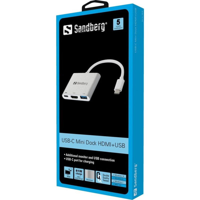 SANDBERG USB-C MINI DOCK HDMI+USB (136-00)