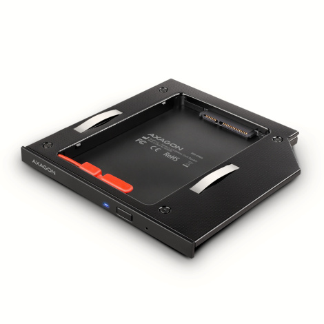 AXAGON RSS-CD09 2.5" SSD/HDD CADDY INTO DVD SLOT, 9.5 MM, LED, ALU